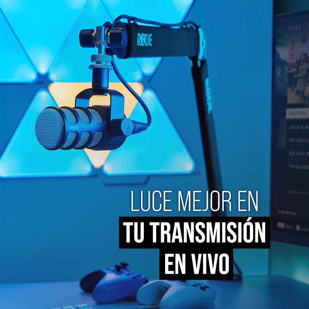 RØDE PodMic Micrófono dinámico de calidad de radiodifusión con soporte giratorio integrado para podcasting, streaming, gaming y grabación de voz, XLR (Negro)