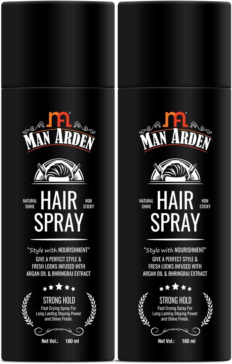 Man Arden Hair Spray - Strong Hold, Styling with Nourishment - Argan Oil and Bhringraj, 180 ml x Pack Of 2
