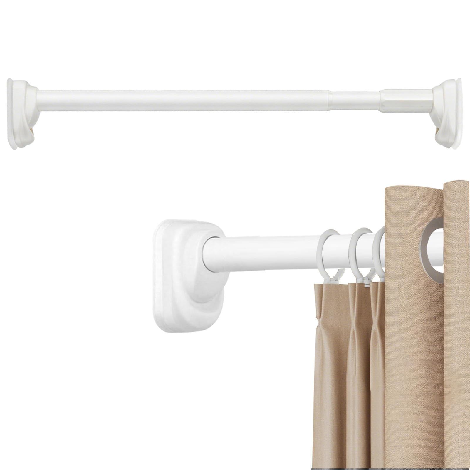 Tringle Rideau Extensible 40 À 500 Cm, Tringle A Rideaux Sans Percage, Tringle Rideau Sans Percage Extensible, Tringle De Douche Sans Perçage(Blanc,410-500cm)