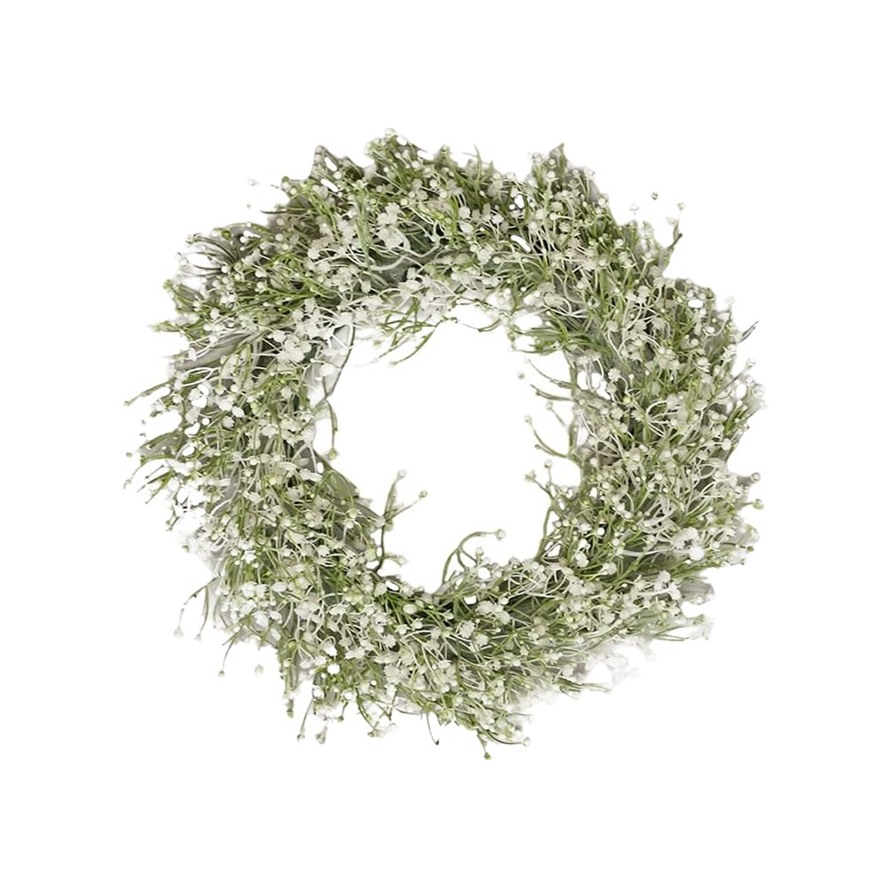 Decorative Wreath Gypsophila Artificial Plants Wreath DIY Vibrant Non-fading Door Hanging Decor Nostalgia Gift 40cm for Wall Door Fireplace Garden