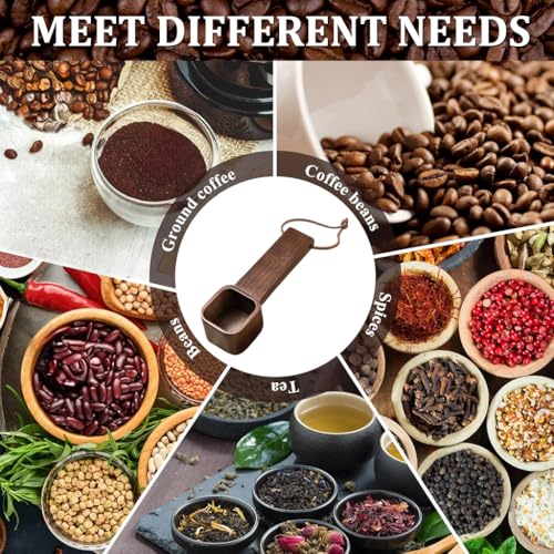 Image of Supvox Wooden Coffee Bean Spoon Measuring Cup Ground Coffee Spoon, Natural Wood Square Shape Kitchen Spoon for Condiments, Seasoning, Dry or Wet Use, 10g Capacity