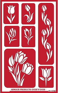 Armour Products Tulips N Over Reusable Glass Etching Stencil, Brown