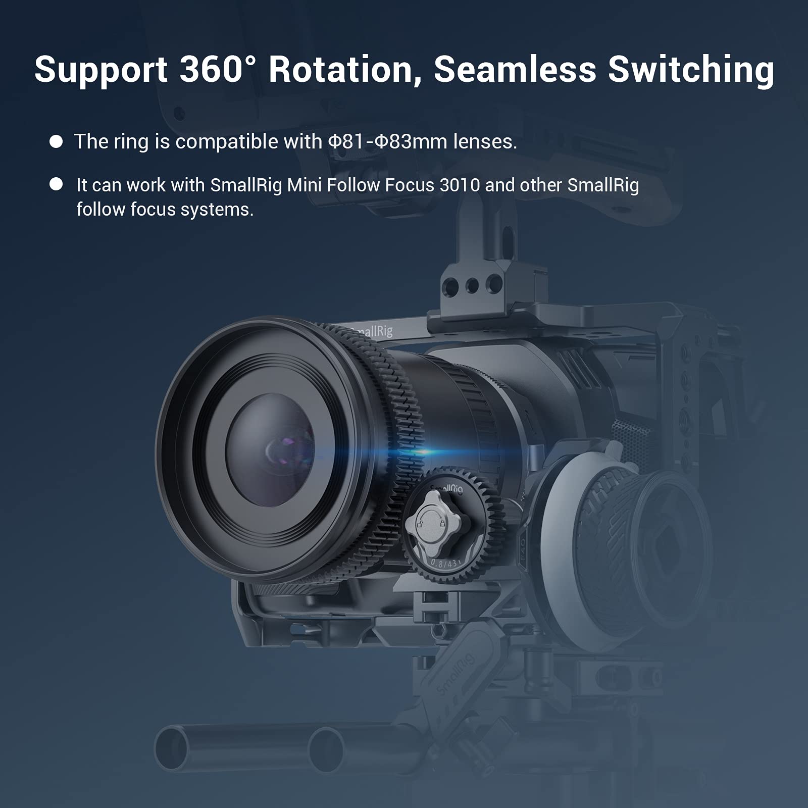 SMALLRIG Rotazione a 360° Messa a Fuoco Continua Anello Dentata Φ81-Φ83mm per Follow Focus, Compatibile con Fotocamere DSLR Videocamere - 3296