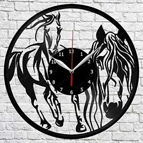 Cheval Vinyle Record Horloge Murale Art déco Cadeau Original