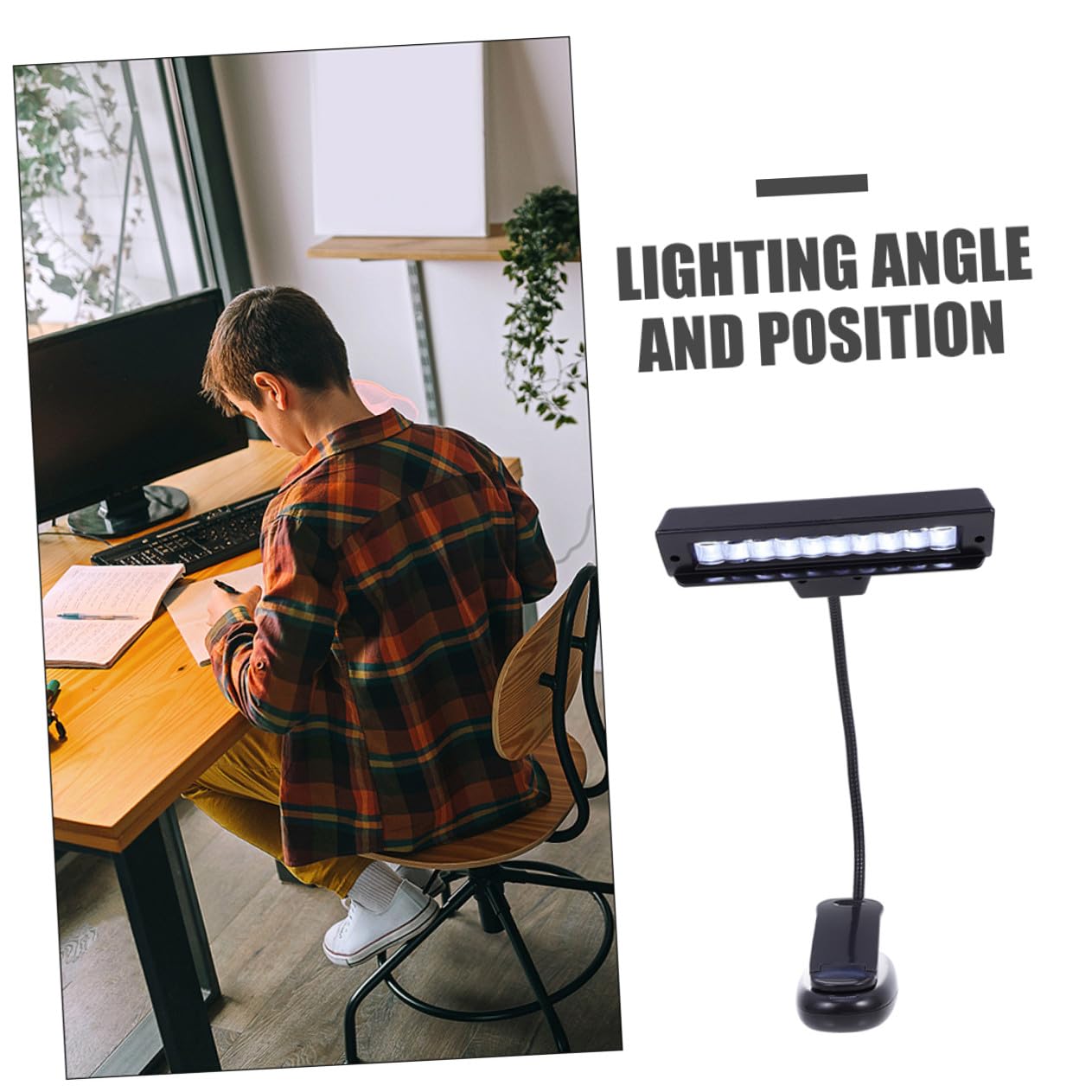 Zerodeko Dimmbare LED Notenständer Beleuchtung mit Klemme Flexible Tischleuchte aus Abs und Metall Platzsparend für Schreibtisch und Musikständer