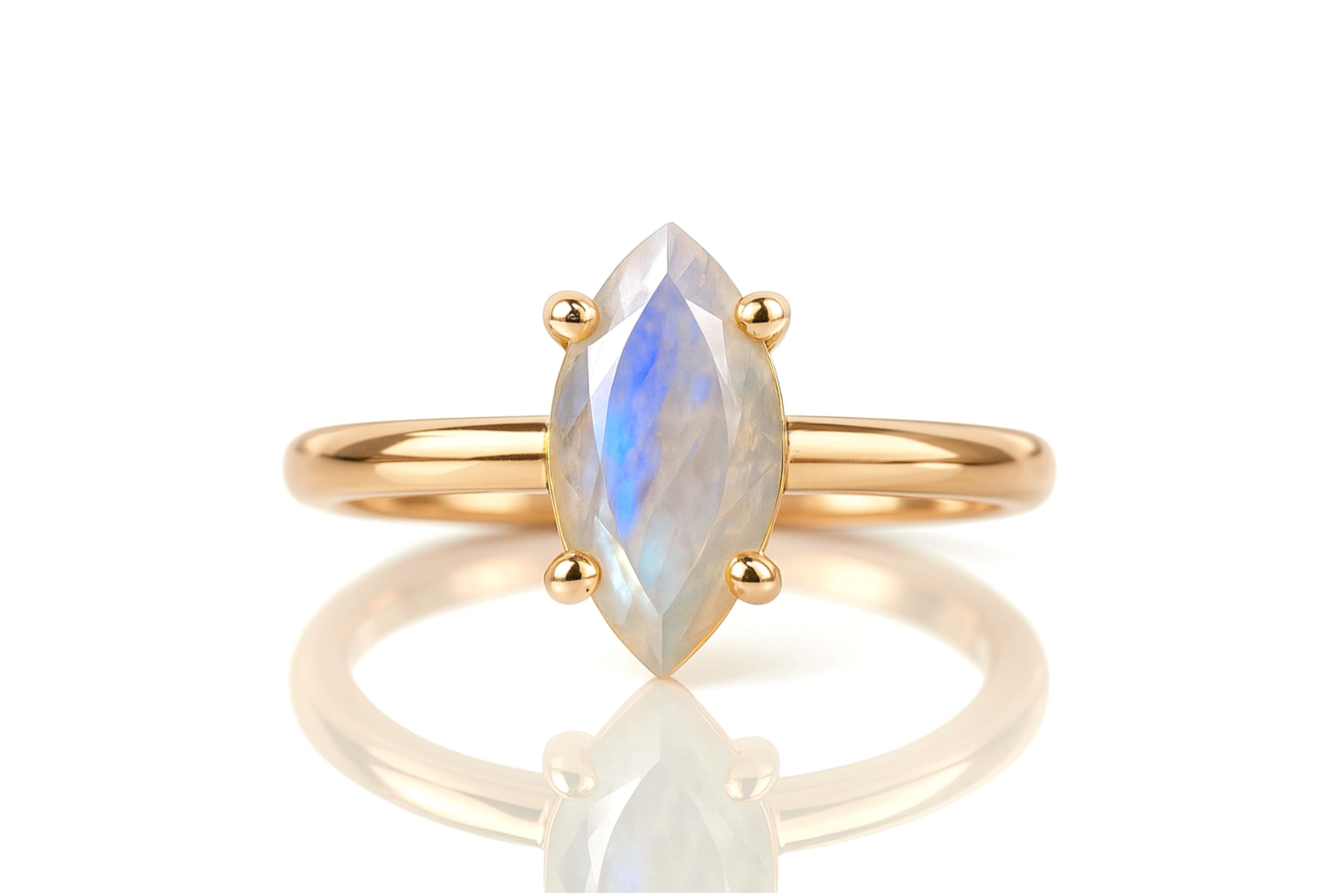 Eleganter Mondstein Ring - Charmante Rose Gold Marquise Ringe für Frauen - Anpassbare Versprechen Ring, Stapelbar Ring, Jeden Tag Ring - Handgemachter Schmuck für Veranstaltungen