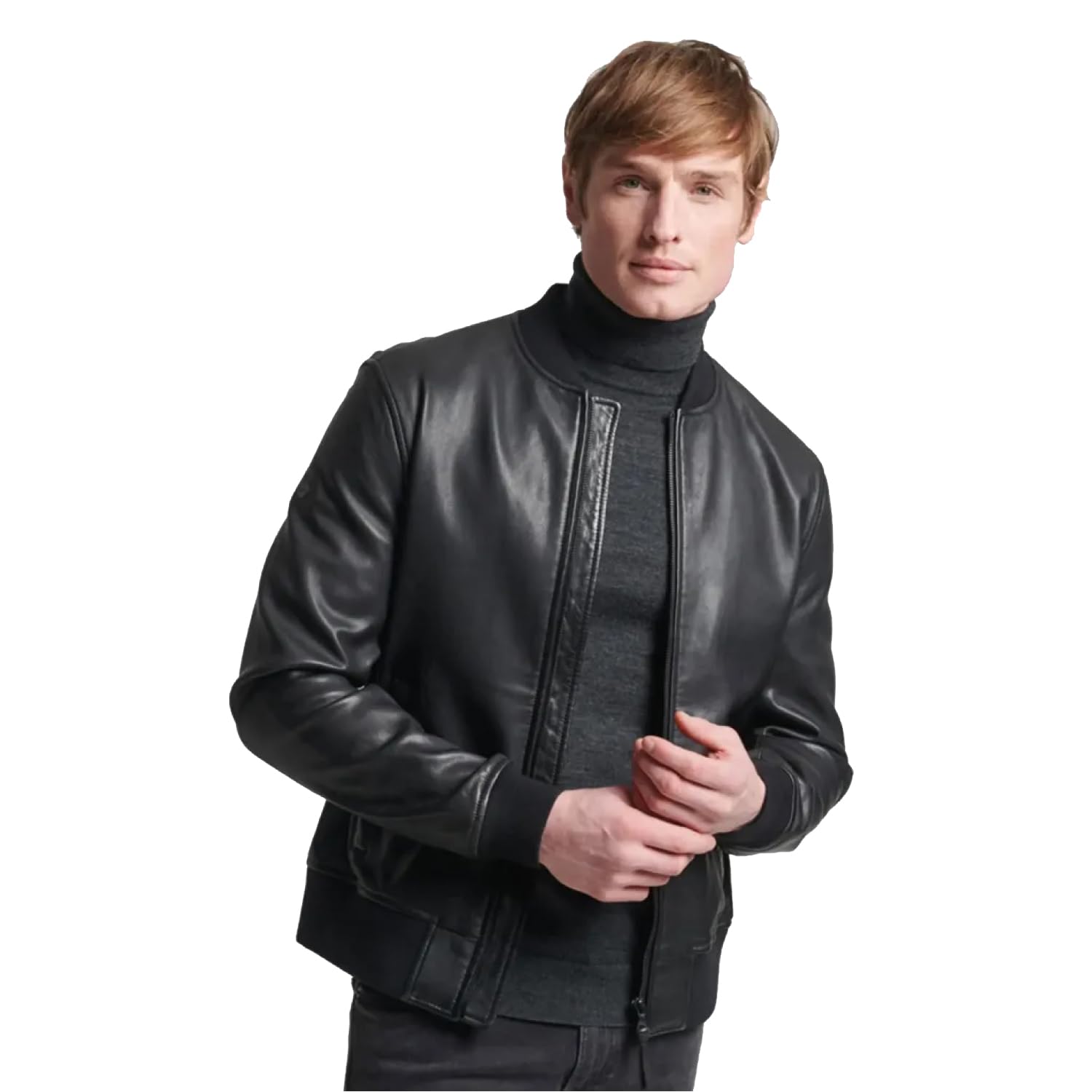 AA Attire Flight Black Bomber Leather Jacket Genuine Sheepskin Brando Style