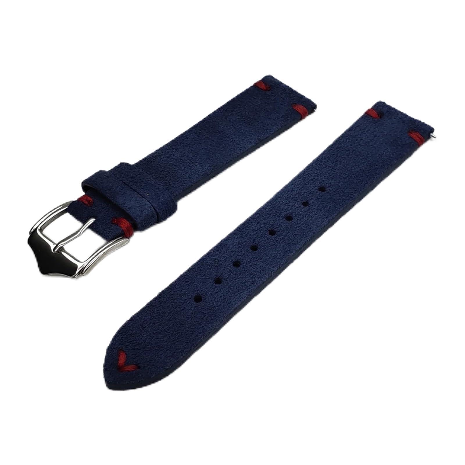 Kategoria: Urządzenia zegarowe Zamszowe skórzane paski do zegarków Paski w stylu vintage z szybkozłączką(BlueRed Line,22mm)