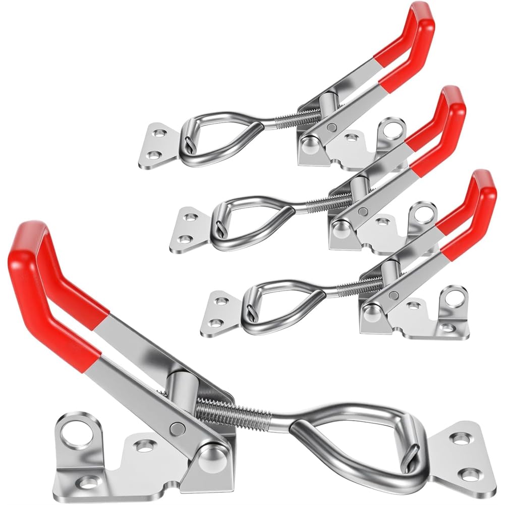 Xnuiasqe Red Heavy Duty 4003 Toggle Clamp-, Adjustable Hasp Clamps 1320Lbs Capacity Pull Clamp 304 Stainless Steel