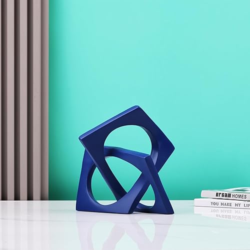 Miniatura 3 de DOVDOV Decoración geométrica de nudo azul, esculturas geométricas, decoraciones modernas para el hogar para decoración del hogar, mesas de comedor,