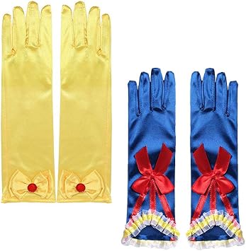Princess Snow White Dress up Accessories for Girls Princess Belle Snow White Party Favors Gifts Set Including Crown Scepter Wand Necklace Gloves Red Bow Headband