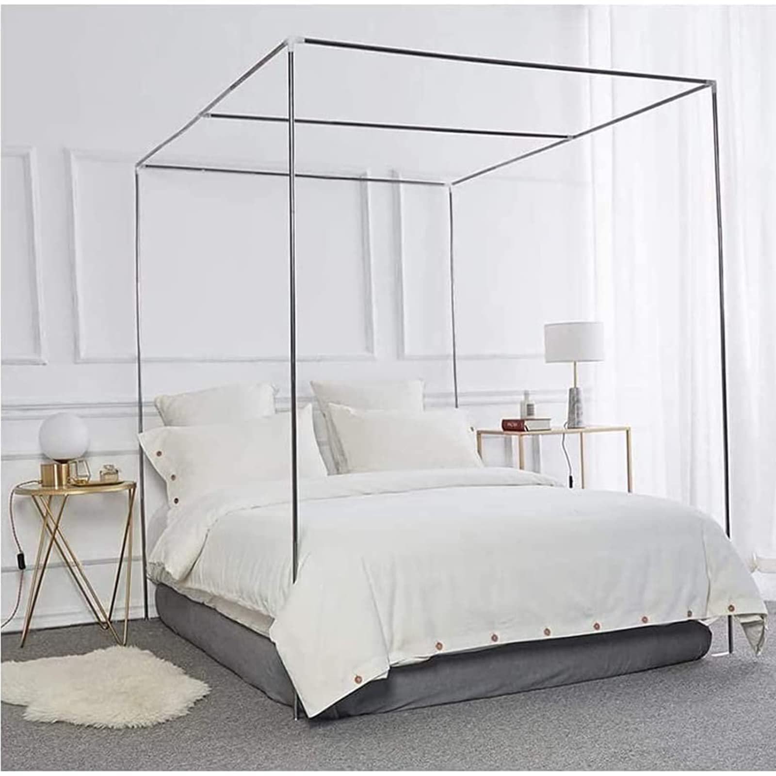 GJMSSMY Bed Canopies Frame,Stainless Steel Mosquito Net Frame for Canopy Beds - 3m (5x6.5ft) - Durable Bed Bug Protection, Netting for Modern Bedrooms, Insect Shield Solution