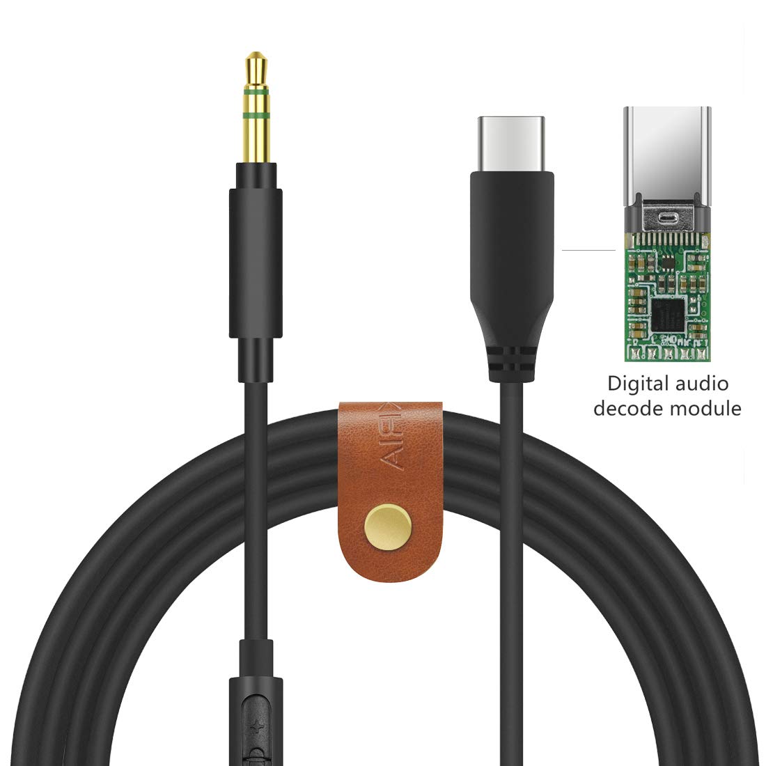 GEEKRIAUSB-C Digital to Audio Cable with Mic Compatible with Skullcandy Crusher ANC 2, Crusher EVO, Hesh 3 Cable, Replacement Type-C Cord with Inline Microphone and Volume Control (4 ft/1.2 m)