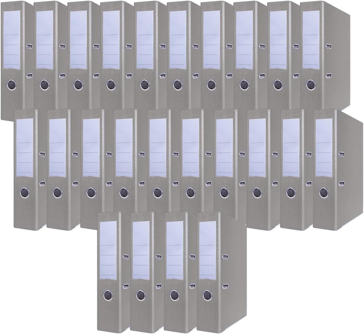 Office Products Pack of 24 Folders Grey A4/75 mm Paper Cardboard Plastic Cover PP Slot Folder Office File Cardboard Folder Metal Edge Protection
