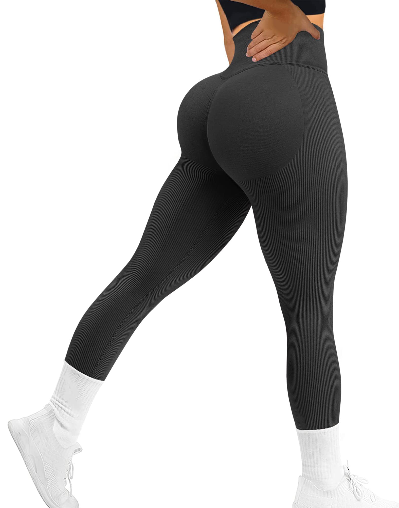 Vozobi Tiktok Trending Leggings Women's High Waist Smile Contour Booty Leggings Scrunch Butt Lift Workout Seamless Yoga Pants — view 11