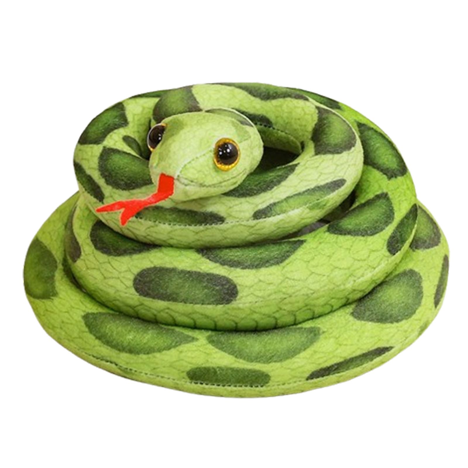 JORCEDI Snake Plush Toy, Realistic Soft Snake Teddy Stuffed Animals Dolls Toys, Snake Pillow Doll Toys, Anaconda Fake Snakes for Ricky Creepy Prank, Long Stuffed Python for Garden Props (Green,100cm)
