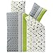 Produktbild CelinaTex Style Bettwäsche 200 x 220 cm 3teilig Mikrofaser Bettbezug Louisa Wellen Kreise weiß grau grün