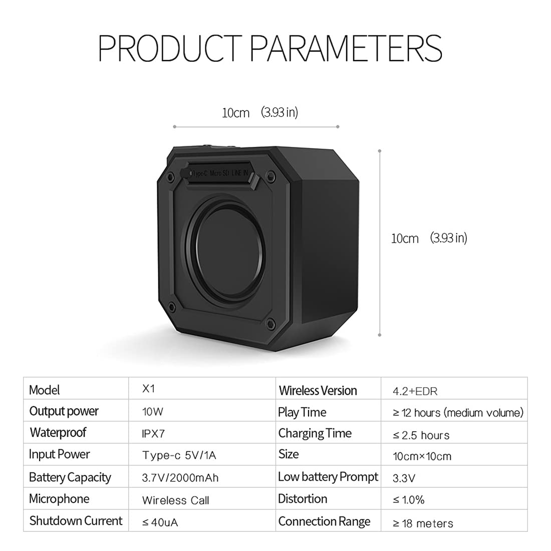 Altoparlante Bluetooth, Altoparlanti Wireless Portatili, Impermeabile, Doppio Abbinamento, Bluetooth 5.0, Stereo Rumoroso, Basso in Piena Espansione, per All'aperto, Campeggio,Nero