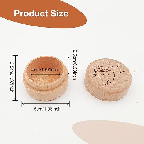 Miniatura 2 de Caja de madera de hadas para niños y niñas, soporte de madera para dientes de bebé, caja de almacenamiento y ahorro para dientes perdidos de niños,