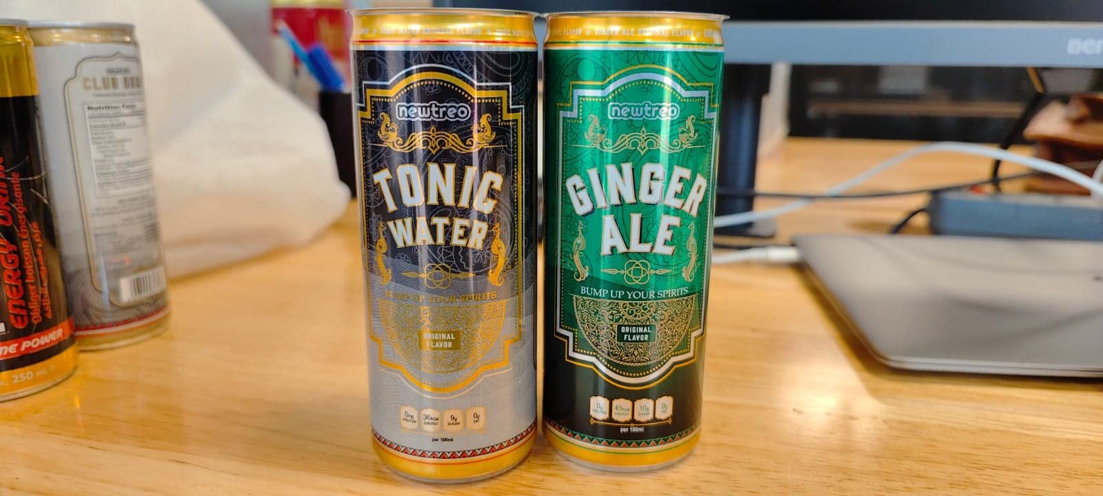 Newtreo Tonic Water, Ginger Ale Pack of 6 x 250 ml cans (3 Ginger Ale, 3 Tonic Water) Amazon