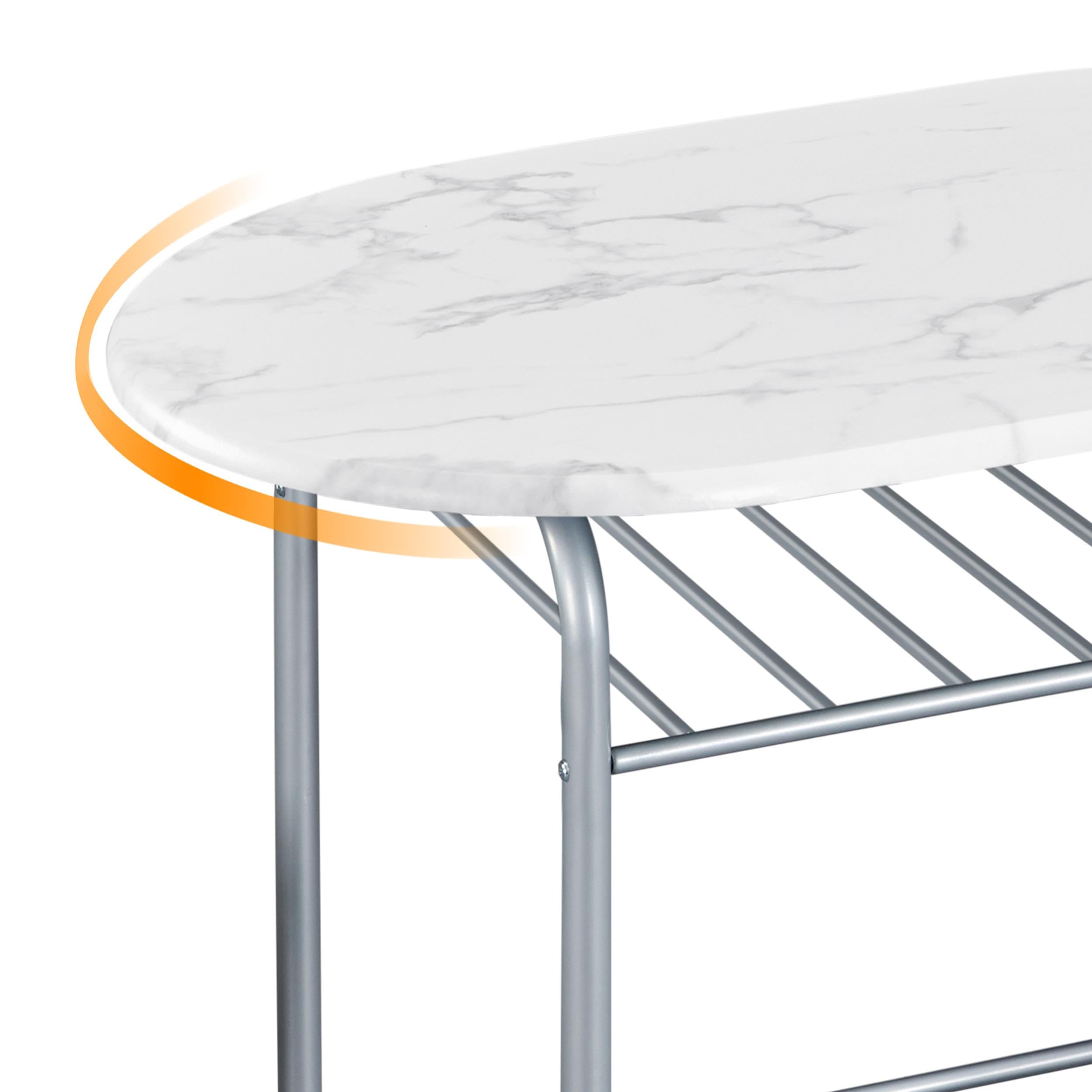 Set Tavolo Moderno con 2 Sedie per Sala da Pranzo, Set 3 Pezzi Mobili Salvaspazio da Cucina Balcone Ristorante Bar per 2 Persone in Legno e Metallo Sedia Portata Bianco 80 x 53 x 75,5 cm