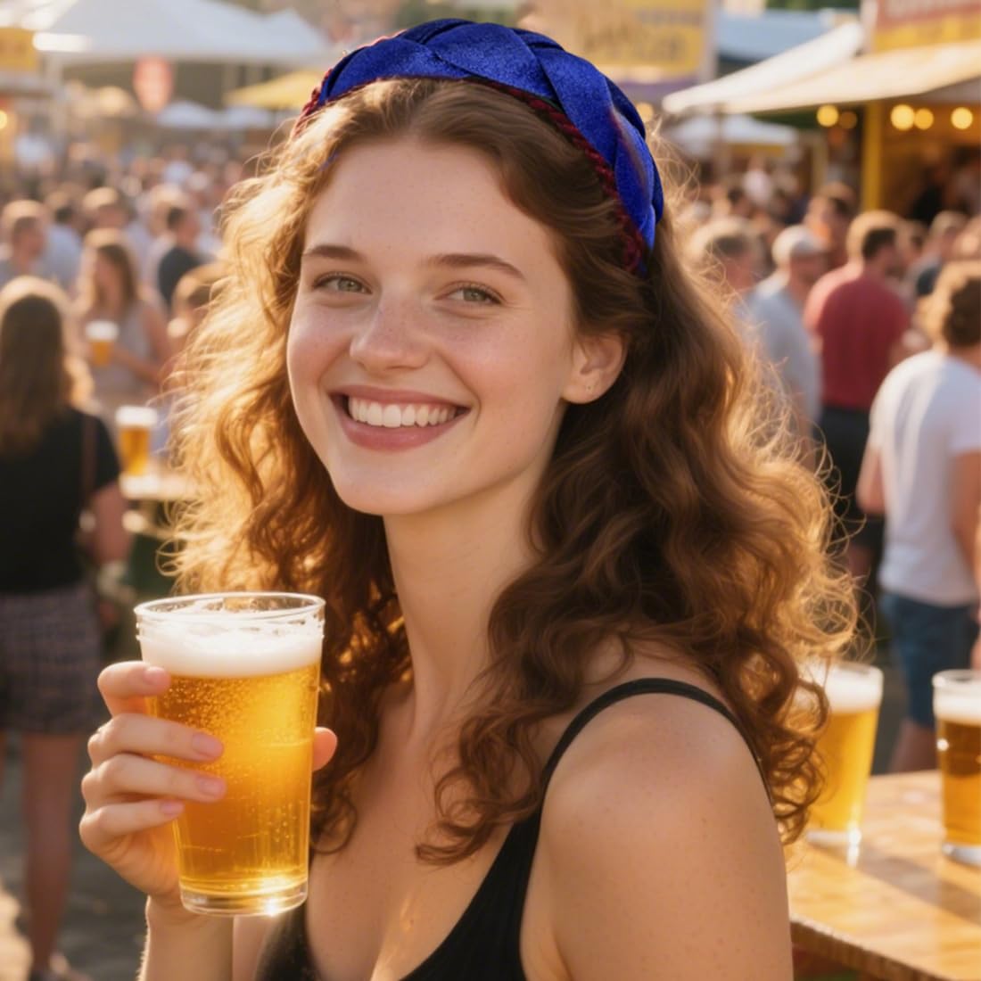 Cerchietto Intrecciato Oktoberfest Per Donna: Verde Oliva, In Velluto, Antiscivolo, Per Dirndl E Feste