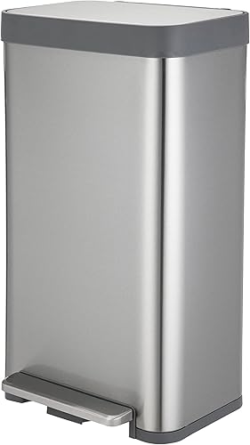 Home Zone Living Bote de basura de cocina de 185 galones cuerpo alto sin forro de acero inoxidable capacidad de 70 litros plateado