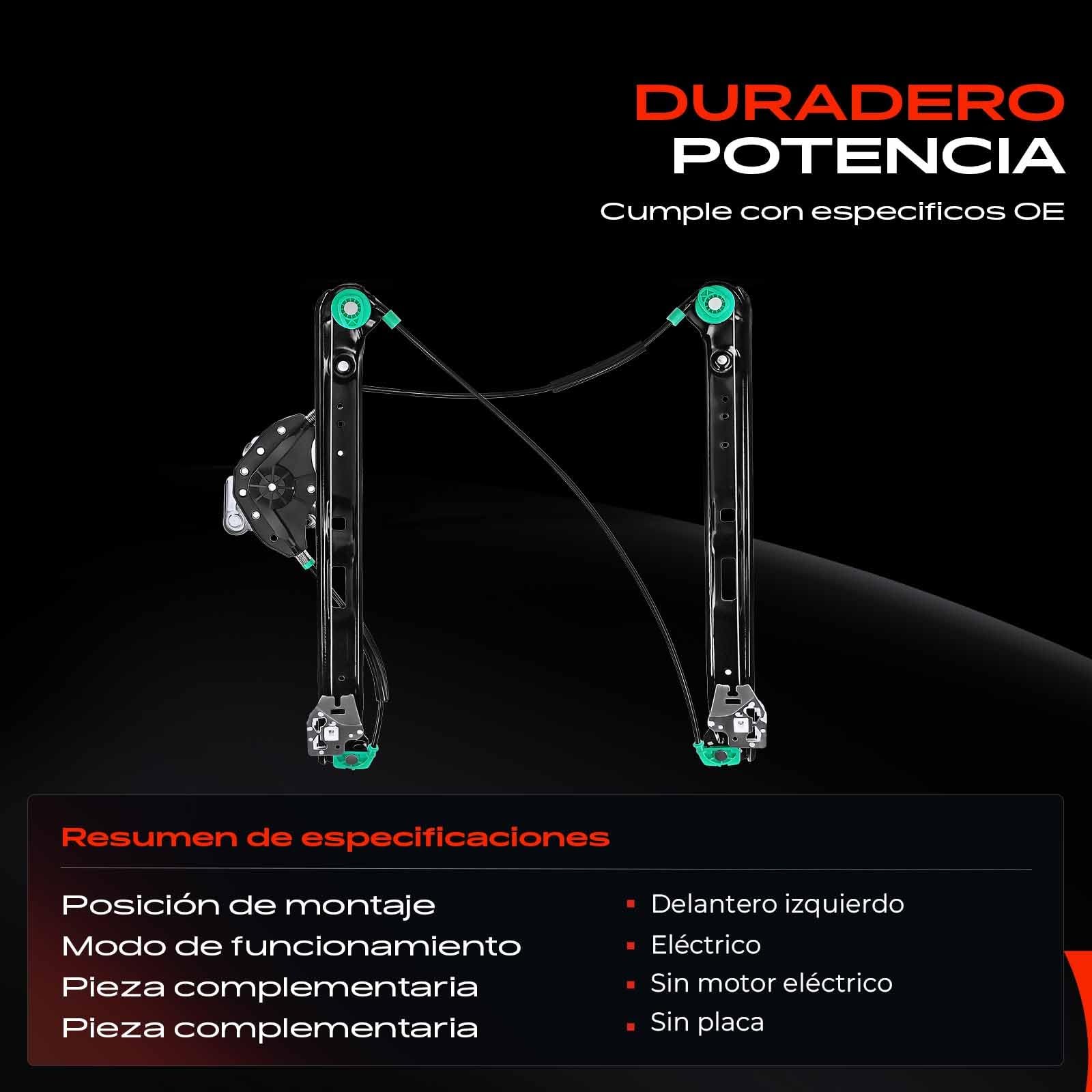 Frankberg Elevalunas Delantero Izquierdo Compatible con 3er E46 316 318 320 323 325 328 330 Limusina Familiar 1998-2005 Sustituir# 51337020659
