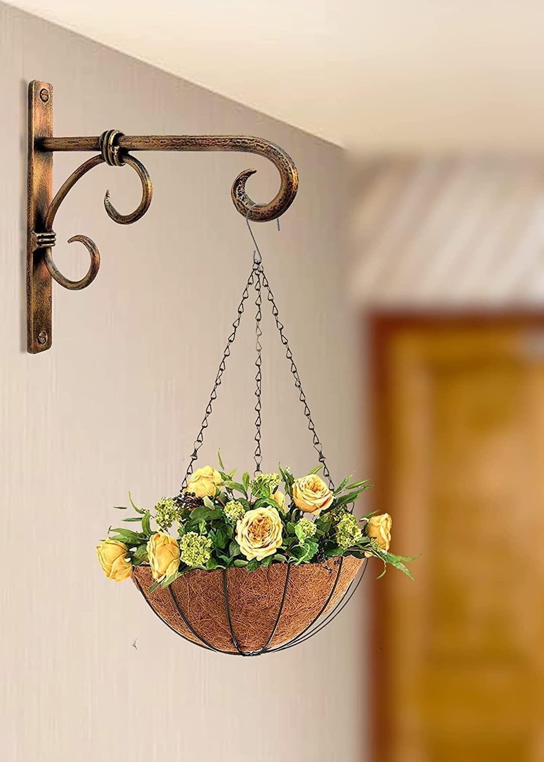 antlantic creatio metal wall hook for hanging plants and alloy steel plant stand, lanterns, wind chimes, bird feeders, ornaments string lights (medium - pack of 2)