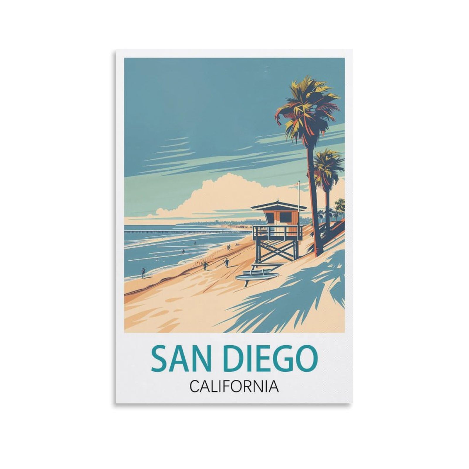 Vintage Metal Tin Sign San Diego California Posters Tin Sign Retro Wall Art Poster for Home Man Cave, Cafe Bar Wall Decor 15x30cm