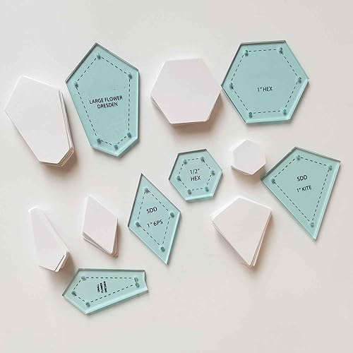 HONEYSEW 300 piezas de papel formas de acrílico plantillas de edredón acolchado patchwork piezas artesanía para coser