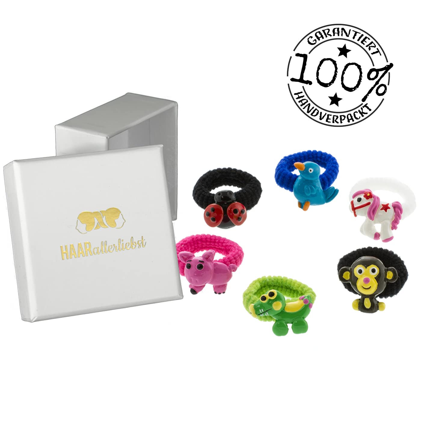 HAARallerliebst Girls Hair Scrunchies Set (6 Pieces, Small animals, 1 count (Pack of 6) - Image 3