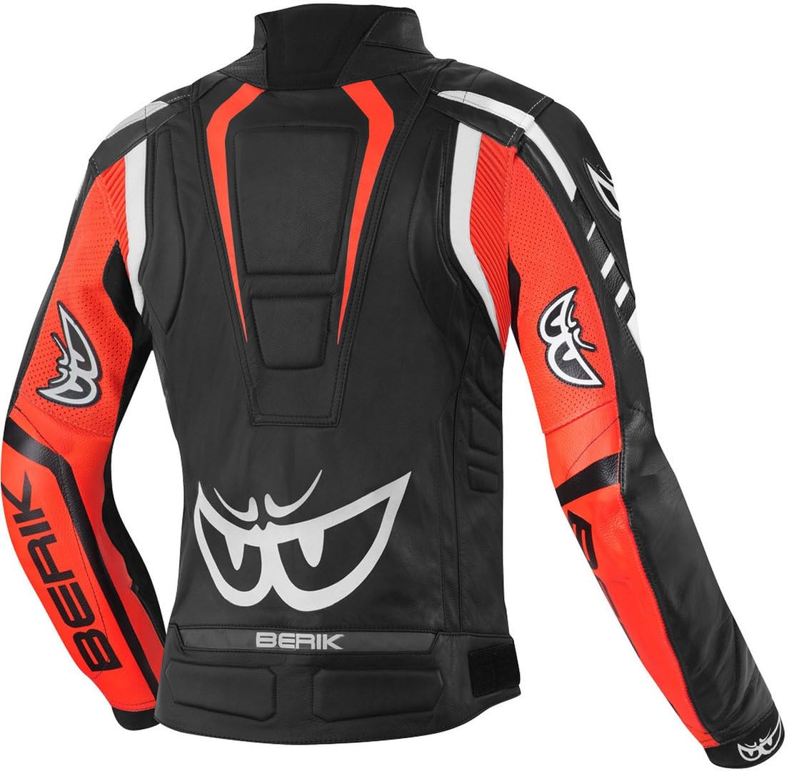 Berik Striper Damen Motorrad Lederjacke, schwarz/weiß/rot, 44 | Leder