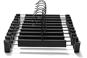 10 Pack Space-Saving Pants Hangers with 360° Swivel Hooks, Adjustable Clips for Clothes and Trousers