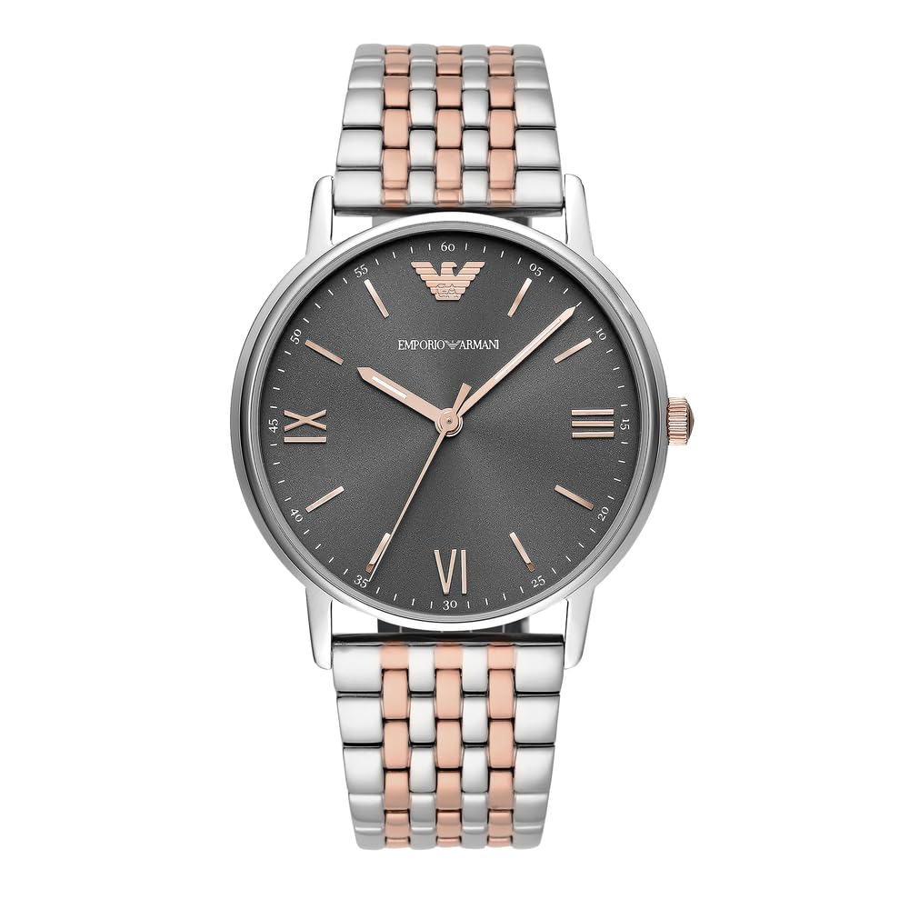 Emporio Armani Orologio da uomo, Movimento al quarzo e cassa da 41 mm con cinturino in acciaio inossidabile, pelle o silicone