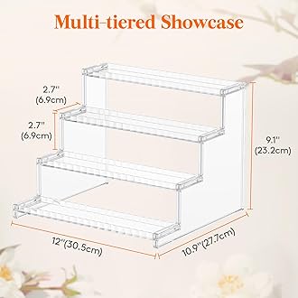 Lifewit Display Stand with Fences, Perfume Stand Organiser, Display Shelves for Fragrance,Cologne,Makeup,Cosmetics,Vanity,Dressing Table Storage, 2 Pack