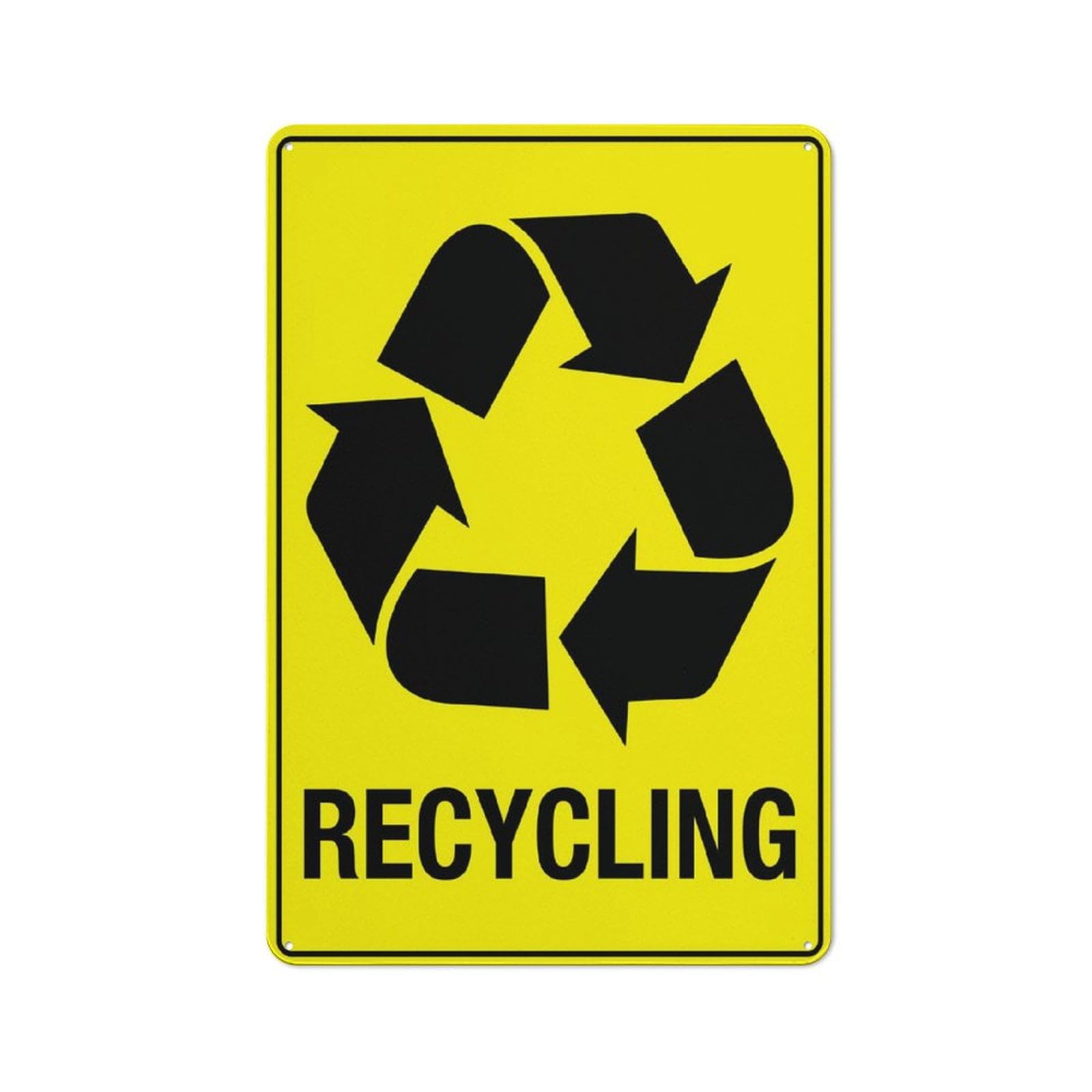 Yellow Recycling Symbol Retro Funny Novelty Art Backyard Funny Wall Décor Poster Cafe Plaque Tin Sign 8x12 Inch