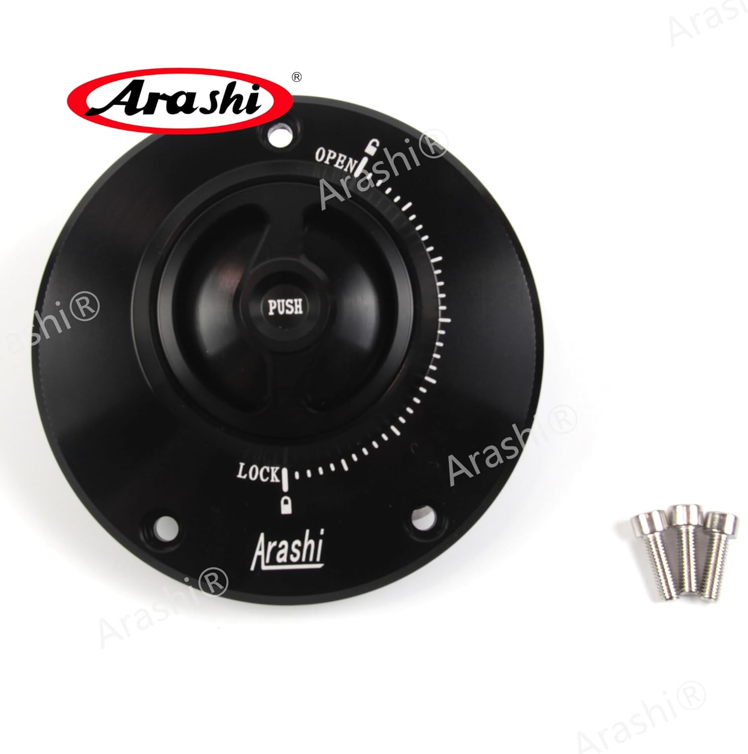 Arashi CNC Keyless Fuel Tank Gas Cap Cover for Kawasaki Ninja 400R, Ninja 650R ER6F ER6N, Vulcan 650 S, Z125, Z650, Z750, Z750R, Z750S, Z800, Z900, Z1000, Z1000SX Ninja 1000 Tourer Black