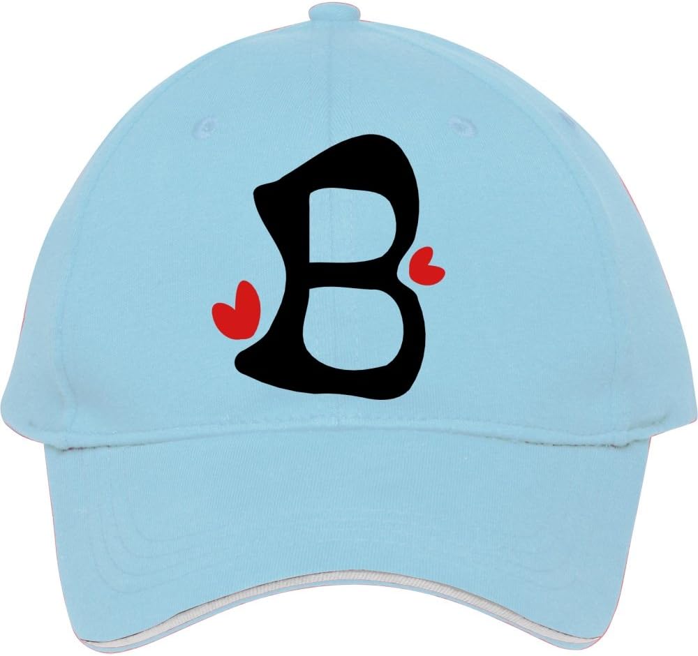Letter B Red Hearts Light Blue Cotton Mabelbennett Cheap Snapback Caps Adjustable Hatmale/female Classic Baseball Hats
