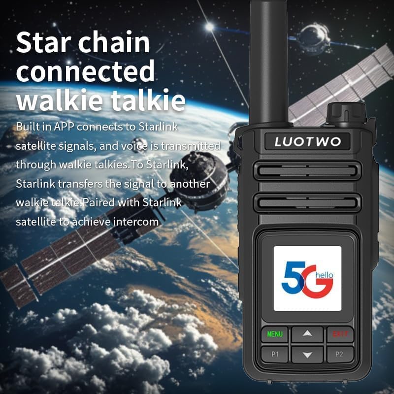 LUOTWO V1-8000 Walkie Talkie connected to Starlink satellite