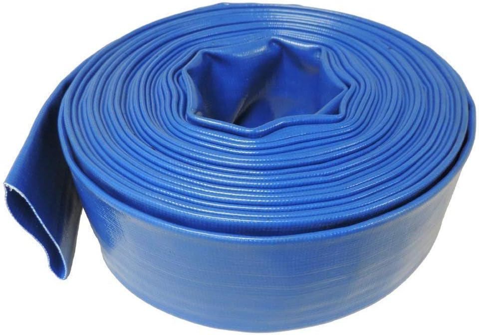 4502-8000 8" ID Blue PVC Water Layflat Discharge and Backwash Hose (25 Feet)