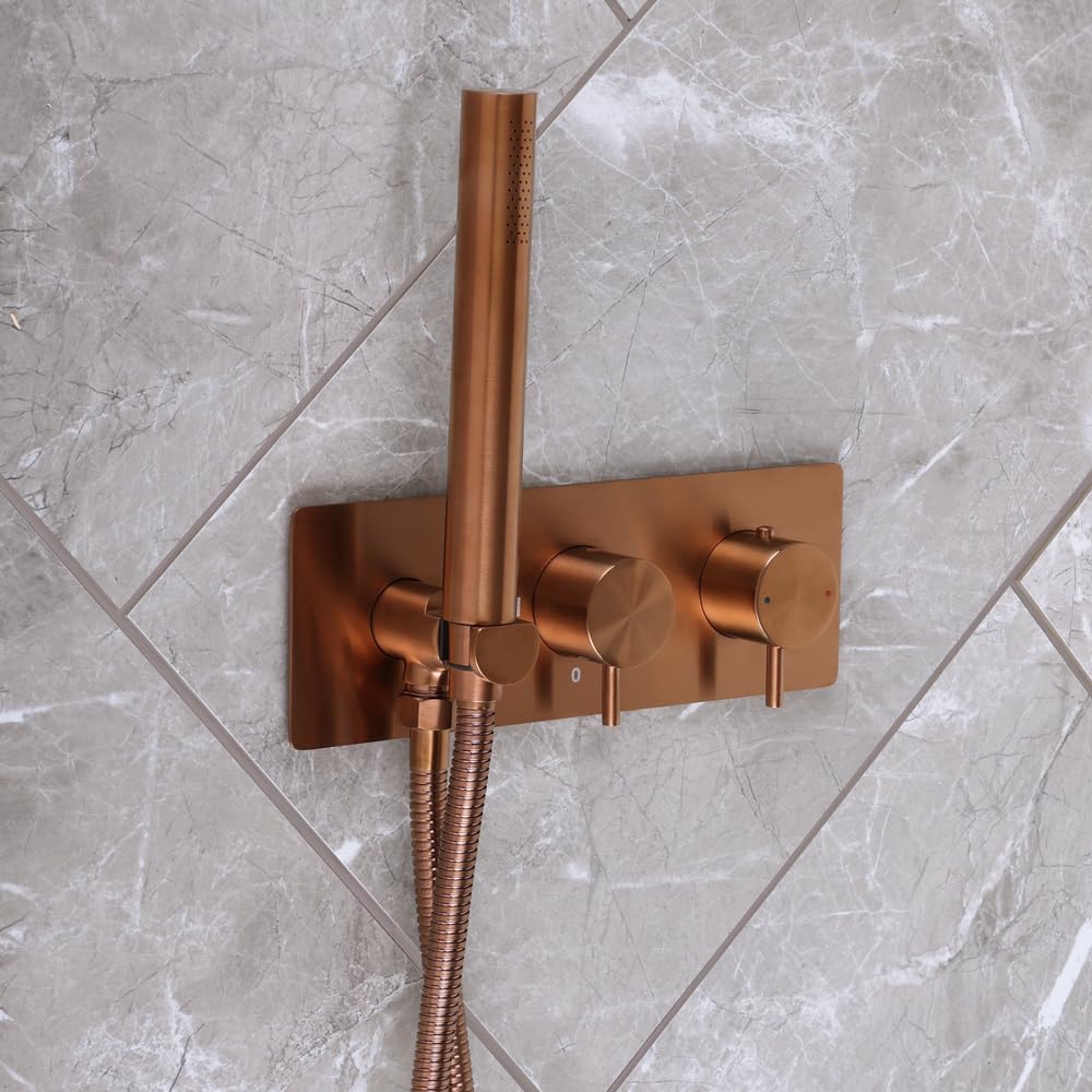 Milano Brushed Bronze Otto Thermostatic Mixer Valve Hand Shower Handset
