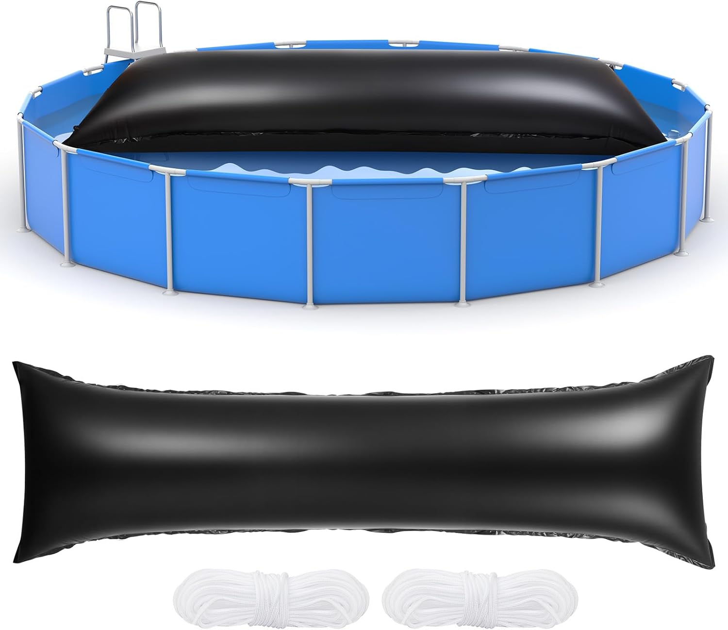 Soulchen 17 x 4.5 ft Extra Large Pool Pillow for Above Ground Swimming Pools Durable 0.4 mm PVC Large Winter Air Pillow Cover with Ropes for Closing Winter, Black