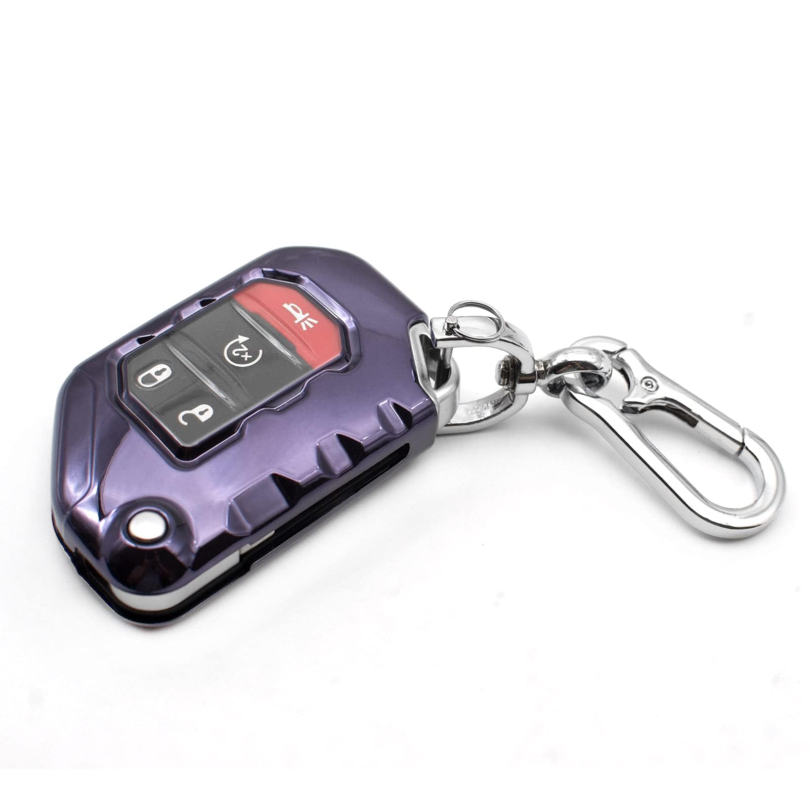 INFIPAR Fit for Jeep Gladiator JT Sahara JLU Wrangler JL JLU Rubicon Wagoneer TPU Key Fob Remote Cover Case Shell Glove Pouch Holder Protector Keyless