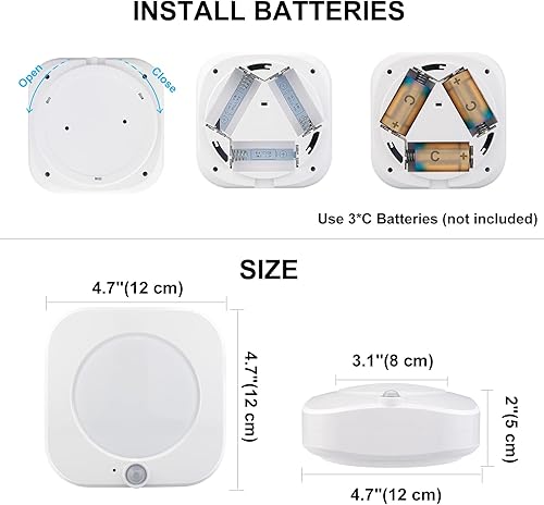 Miniatura 6 de Lámpara de techo LED a pilas, luz de techo inalámbrica con control remoto, sensor de movimiento, luz de techo de encendidoapagado, luz de ducha con
