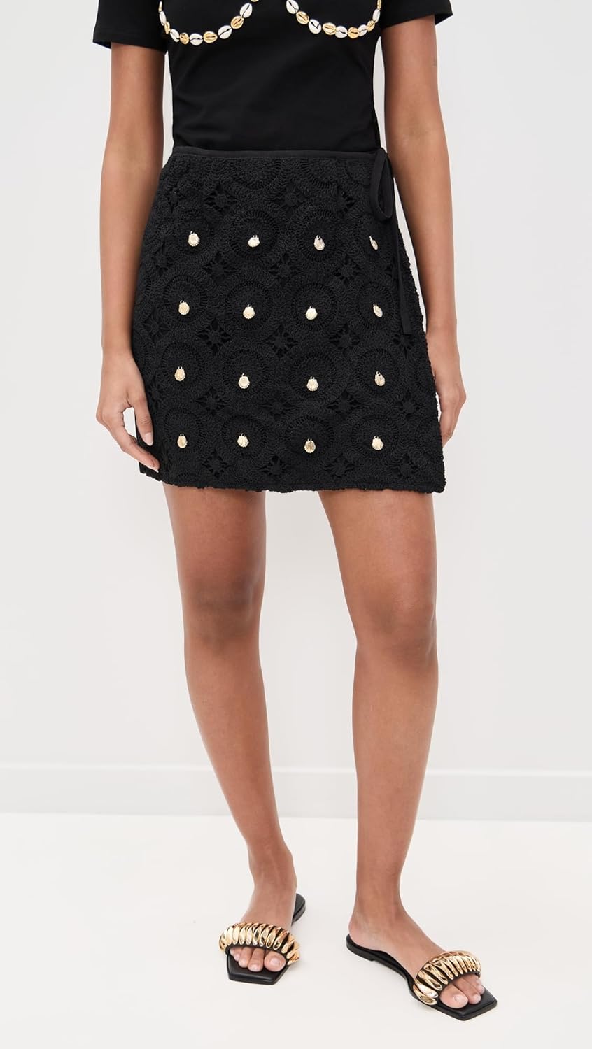 Never Fully Dressed Women's Black Crochet Shell Wrap Skirt - Image 2