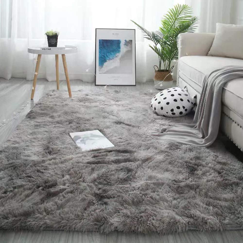 Tapis Shaggy | Moelleux Pile Haute Pour Le Salon, La Chambre Ou La Chambre Des Enfants | Monochrome, Adapté Aux Personnes Allergiques Décoratif Coussin De Chaise Canapé Natte,Gris,200X300CM