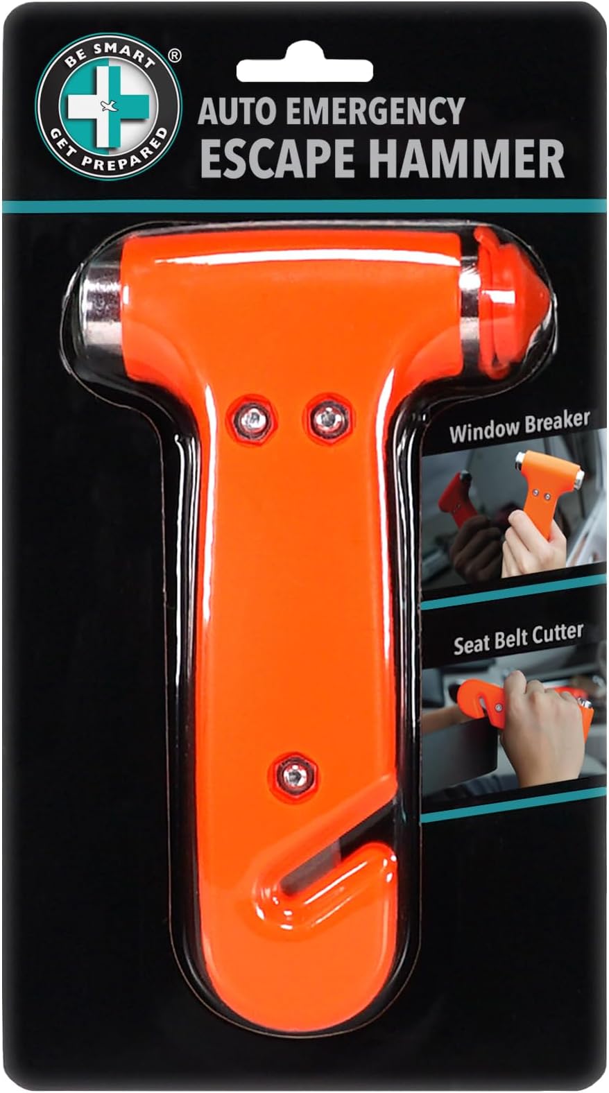 3-in-1 Auto Emergency Escape Hammer - Includes Glass Breaker, Seat Belt Cutter & Flat Hammer - Compact & Portable