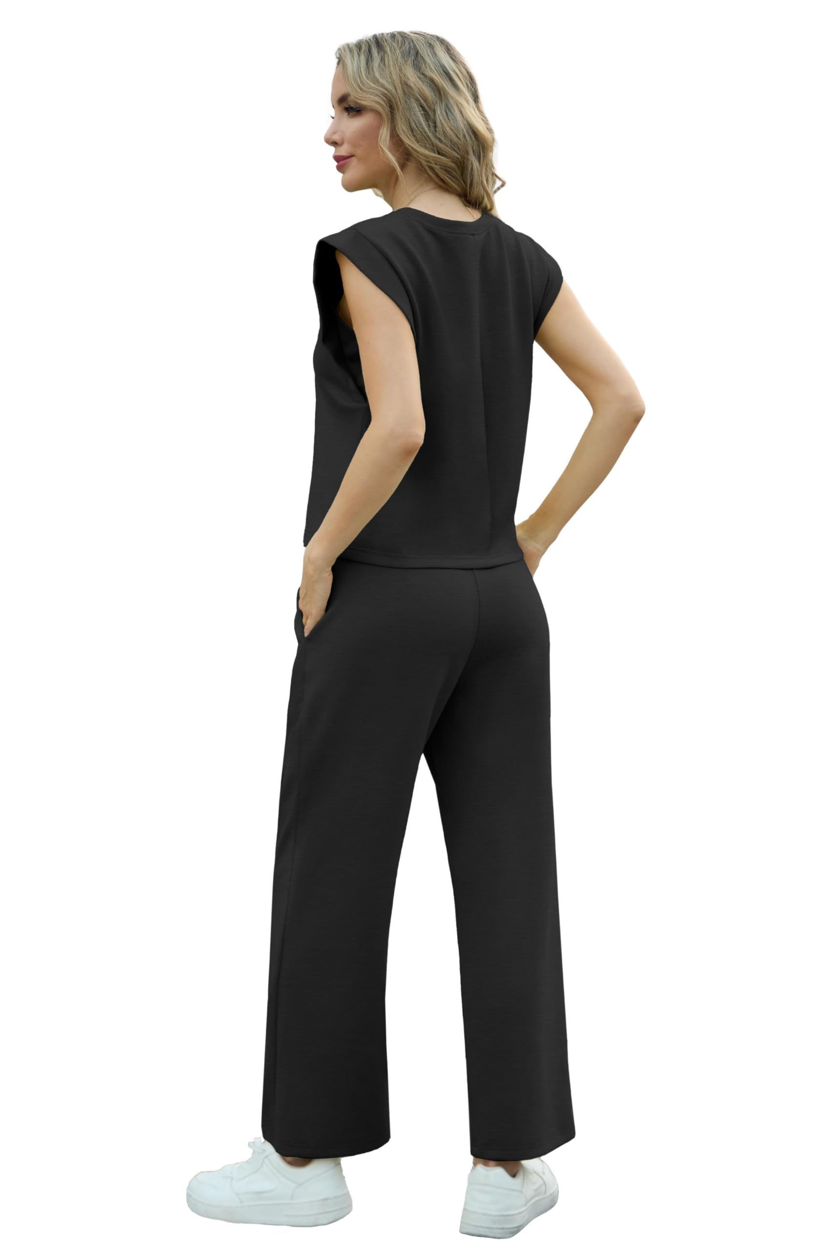 GRECERELLE Chándal de verano para mujer, de dos piezas, elegante, ligero, informal, conjunto deportivo, sudadera y pantalones de chándal para correr, yoga, gimnasio