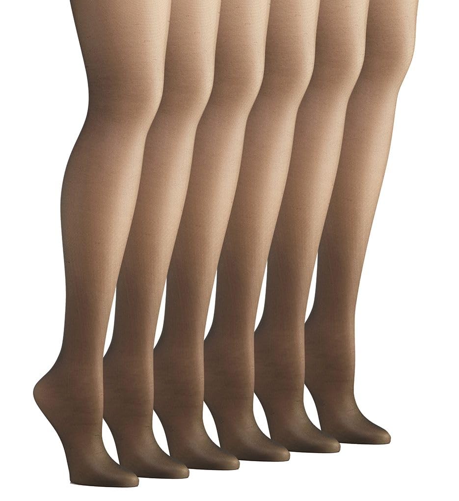 Hanes Mujer Control Top Sheer Toe Silk Reflections Panty Hose, Negro azabache, C-D